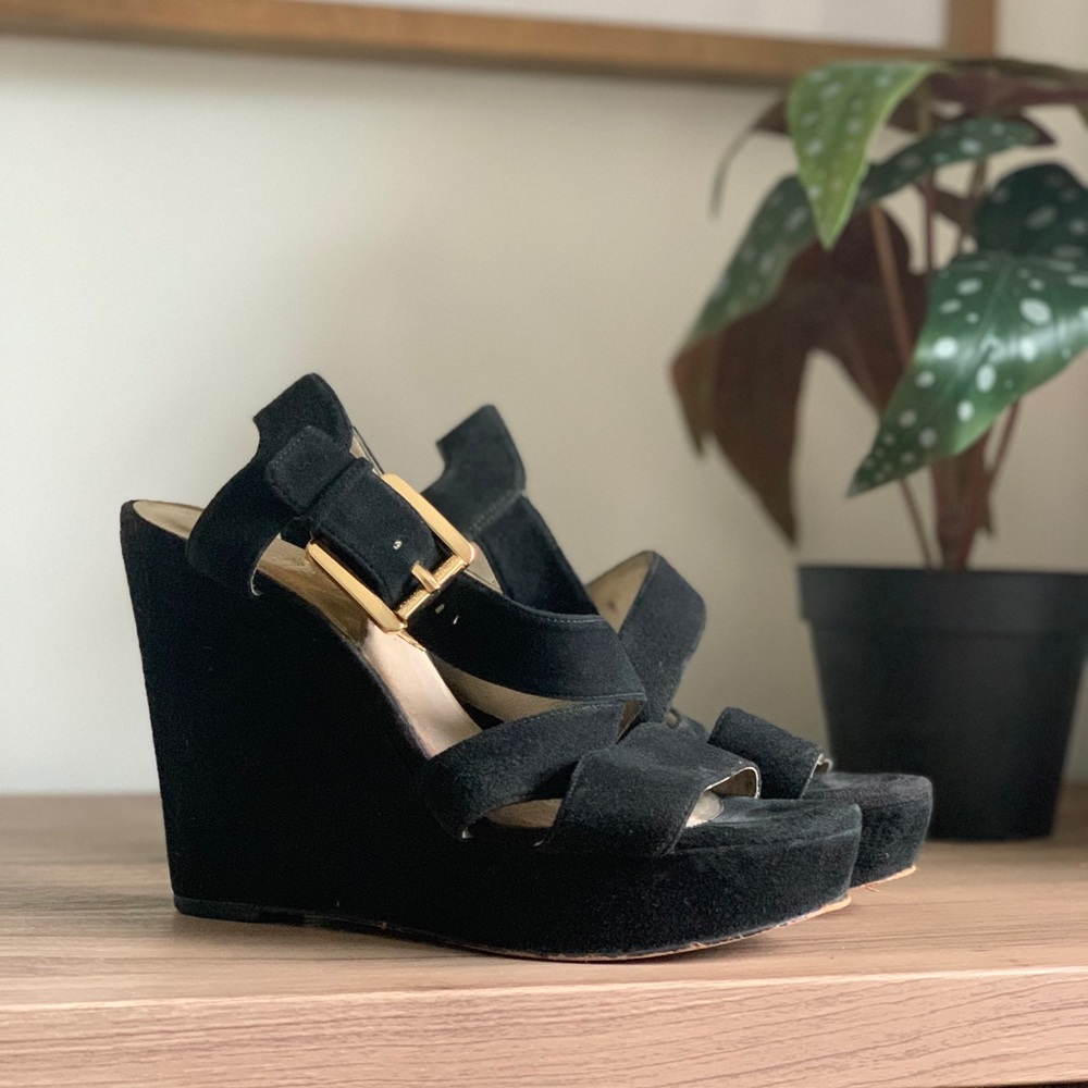 Michael Kors Black Suede Wedges